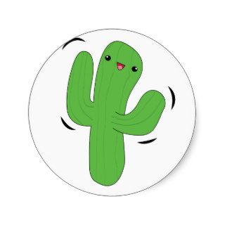 Kawaii dancing cactus sticker.