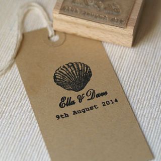 seashell favours / save the date stamp by beautiful day