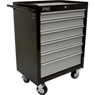 Homak SE Series 27in. 6-Drawer Rolling Tool Cabinet — Black, 27in.W x 18in.D x 37in.H, Model# BG04027603  Tool Chests