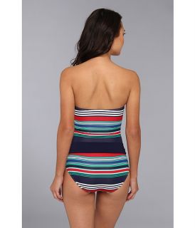 Tommy Bahama Crimson Variegated Stripes Shirred Bandeau Cup One Piece