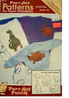 PURR FECT PUNCH PATTERNS FOR PUNCH EMBROIDERY "DINOSAURS" #64245   FULL SIZE IRON ON PROJECTS