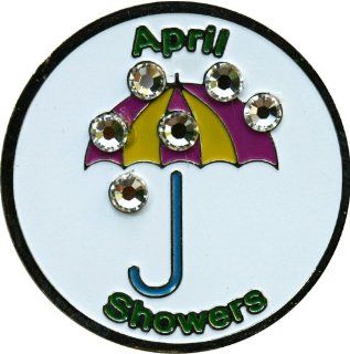 April Showers with Clear Crystals Spring Golf Ball Marker and Matching Hat Clip  Sports & Outdoors