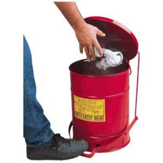 Justrite Oily Waste Can — 10 Gallon  Brooms, Brushes   Squeegees