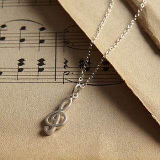 silver treble clef necklace by lily charmed