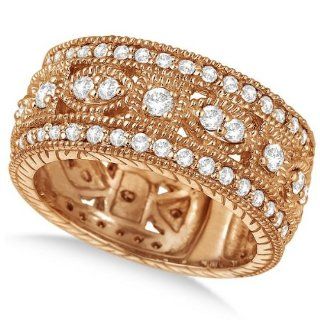 Vintage Style Byzantine Wide Band Diamond Ring 14k White Gold (1.37ct) Jewelry