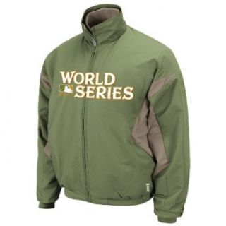 MLB Boys' World Series Therma Base Triple Peak Premier Jacket (Rustic Olive/Pro Khaki, Small)  Sports Fan Outerwear Jackets  Sports & Outdoors