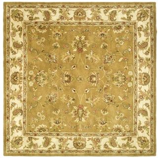 Handmade Heritage Tabriz Mocha/ Ivory Wool Rug (6' Square) Safavieh Round/Oval/Square