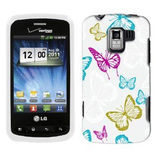 LG Optimus Q Vivaciuos Butterflies on White Hard Case Phone Cover Cell Phones & Accessories