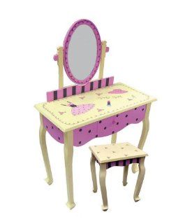LC Creations Girly Girl Handpainted Vanity with Bench   Childrens Tables