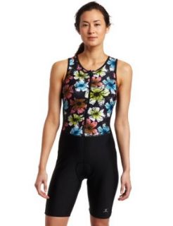 Danskin Women's Printed Triathlon One Piece Tri Suit, Multi, Small Clothing