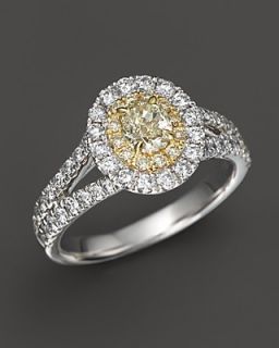 Natural Yellow Diamond Ring in 18K White Gold, 1.10 ct. t.w.'s