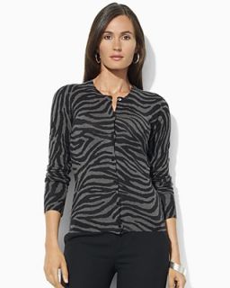 Lauren Ralph Lauren Gery Crew Neck Zebra Cardigan's