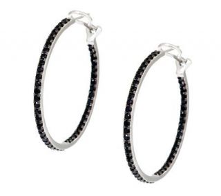 2.80 ct tw Black Spinel Inside Out 1 1/2 Sterling Hoop Earrings —