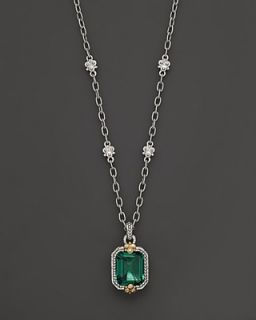 Judith Ripka "Estate" Pendant On Chain With Green Quartz And White Sapphires, 17"'s