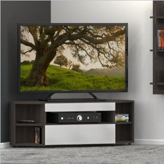 Nexera Allure 48'' Corner TV Stand in Ebony and White Finish  