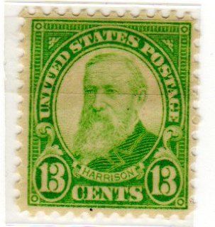 Postage Stamps United States. One Single 13 Cents Green Benjamin Harrison Stamp Dated 1926, Scott #622. 