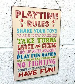 mums 'house rules' hanging metal sign by the little picture company