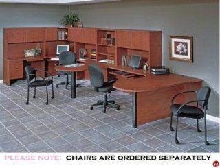 QSP 2 Person U Shape Office Desk Workstation with Closed Overhead Storage 
