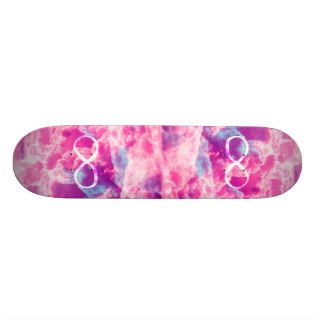 Girly Infinity Symbol Bright Pink Clouds Sky Custom Skate Board