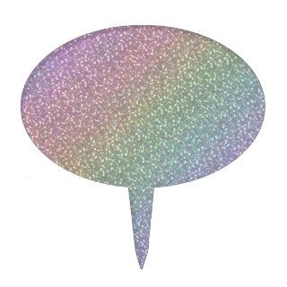 Fine Faux Glitter Sparkles Rainbow Pearl Diagonal Cake Toppers