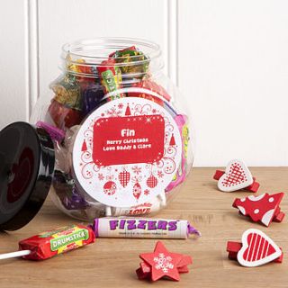personalised christmas retro sweet jar by the contemporary home