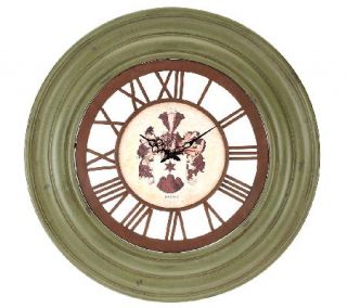 Linda Dano Antique Green Roman Numeral Wall Clock —