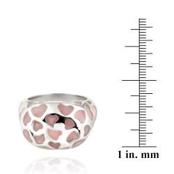 Glitzy Rocks Women's Bold Stainless Steel Pink Enamel Heart Ring (23mm x 17mm) Glitzy Rocks Fashion Rings