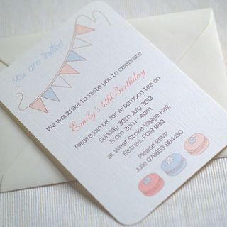 personalised 'bunting' party invitations by beautiful day