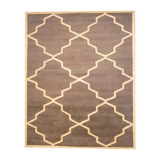 Indo Hand Tufted Gray/Ivory Wool Area Rug (8' x 10') 7x9   10x14 Rugs