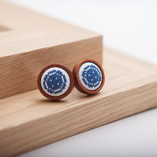 hand embroidered button cufflinks by handstitched with love