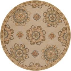 Hand hooked Beige Atsina Indoor/Outdoor Medallion Rug (8' Round) Round/Oval/Square