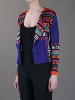 Pleats Please By Issey Miyake Pleated Aztec Print Cardigan