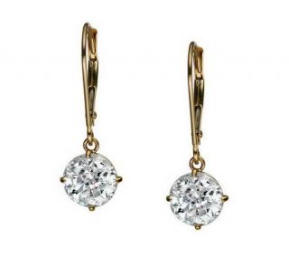 Diamonique 100 Facet 3 ct tw Lever Back Earrings, 14K Gold —