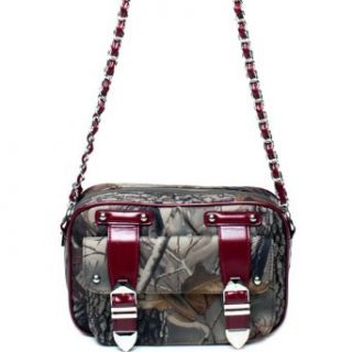 Realtree Camouflage Crossbody/ Messenger Handbag With Chain Camouflage/ Red Clothing