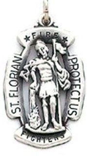 St. Florian Medal Pendant.Sterling Silver.18"stainless Steel Necklace Chain Jewelry