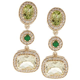 Beverly Hills Charm 14k Gold Gemstone and 3/4ct TDW Diamond Earrings (H I, SI2 I1) Beverly Hills Charm Gemstone Earrings