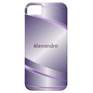 Purple Tint Stainless Steel Metalli Look  Monogram iPhone 5 Cover