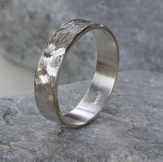 unisex textured silver band ring by caroline brook