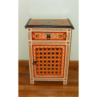 Handpainted Moroccan Arabesque Wooden End Table (Morocco) Coffee, Sofa & End Tables