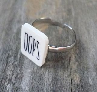 'oops' tile ring by bubble & mimi