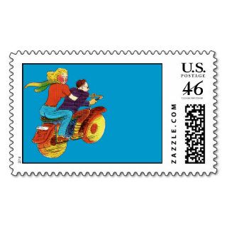 Motorcycle Pin Up Postage Stamp