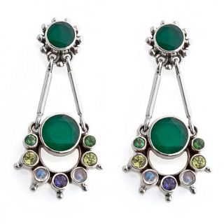 Nicky Butler 5.20ct Green Chalcedony and Multigem Sterling Silver Drop Earrings
