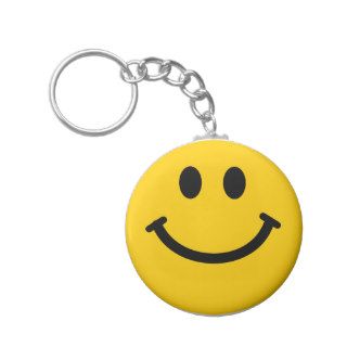 Yellow happy smiley face keychain