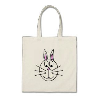 Big White Rabbit cartoon drawing Tote Bags