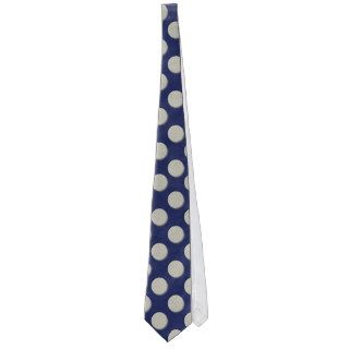 Off White Polka Dots on Navy Blue Leather Texture Neck Wear