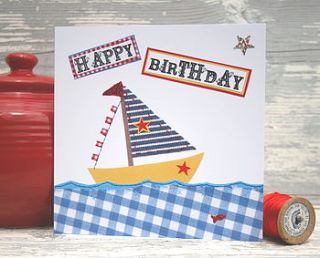 'happy birthday' boat greeting card by the writing bureau
