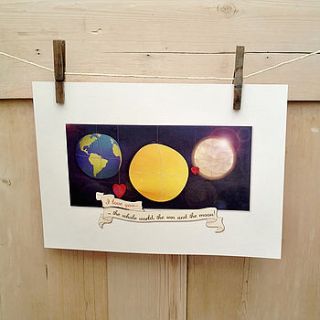 'whole world the sun and the moon' art print by the little posy print company