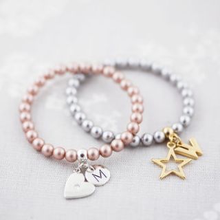 pearl stretch bracelet made with swarovski crystals by j&s jewellery