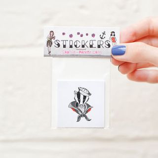 sailor badger tattoo sticker pack by sophie parker