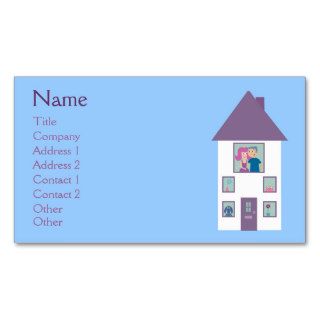 Real Estate Agent Cute Cartoon House & Couple Business Cards
